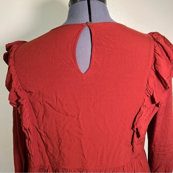 Loft Wild Currant Ruffle-Sleeve Peplum Top - Picture 9 of 12